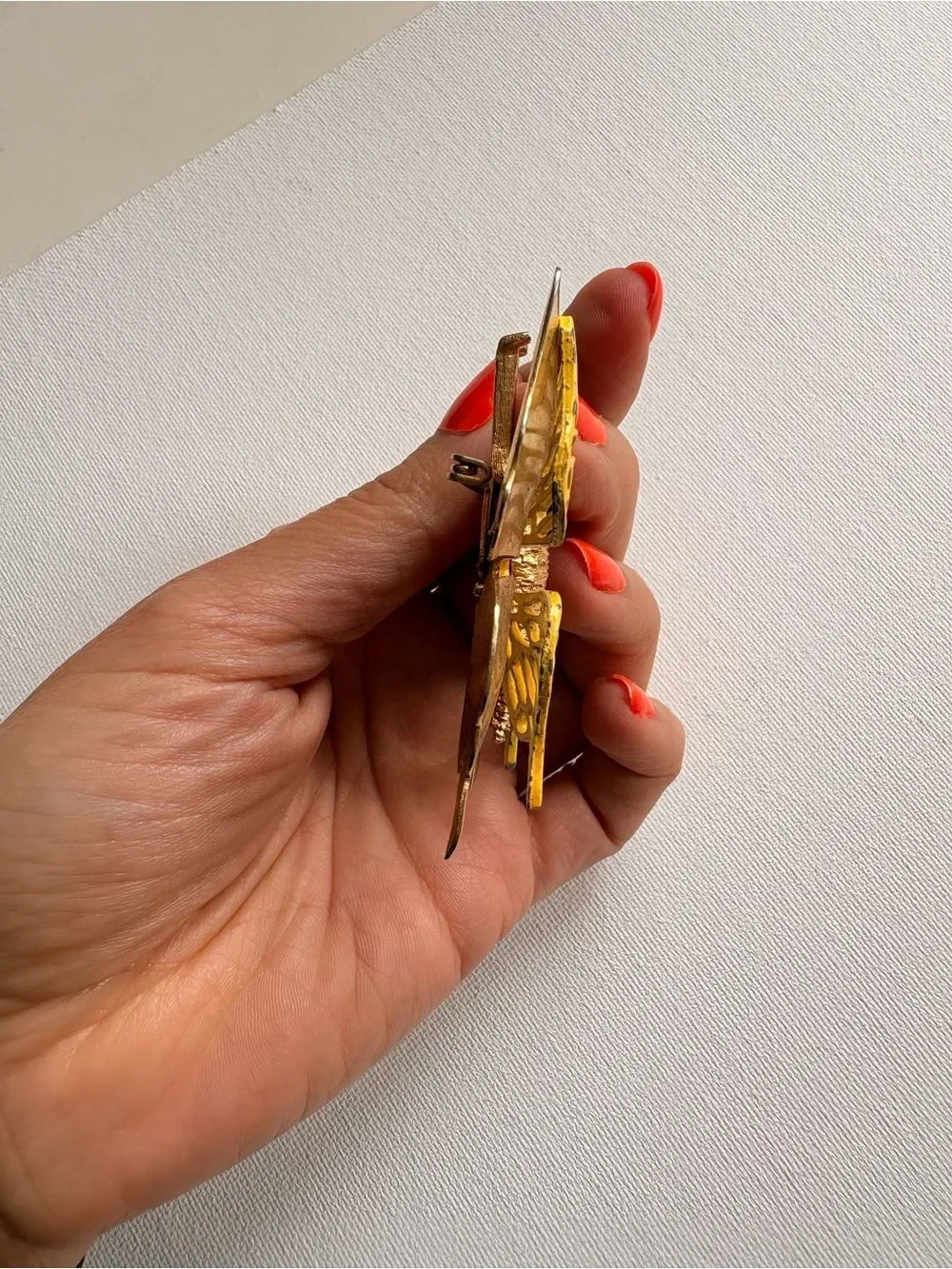 Vintage Gold & Yellow Butterfly Brooch Pin Retro Nature Jewelry Statement Pin